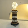 ornements de phare en bois de style méditerranéen, bijoux de bureau rétro créatifs, ornements lumineux pour la maison, décoration ancienne cadeau