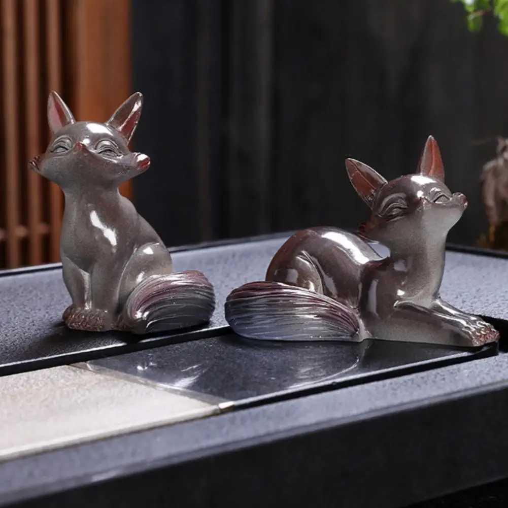 accessoires de cérémonie du thé, nouveau renard à couleur changeante, ornements pour animaux de compagnie, maison créative, petit renard, jeu de thé, figurines de bureau, décoration accessoires de cérémonie du thé, nouveau renard à couleur changeante, ornements pour animaux de compagnie, maison créative, petit renard, jeu de thé, figurines de bureau, décoration