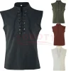 Hommes guerriers de la Renaissance médiévale chevalier Costume Robe chemise hauts T-Shirt sans manches à lacets conception chemise coupe ample gilet vêtements Hommes guerriers de la Renaissance médiévale chevalier Costume Robe chemise hauts T-Shirt sans manches à lacets conception chemise coupe ample gilet vêtements
