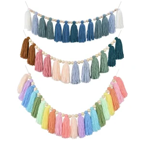 Guirlande de pompons arc-en-ciel, banderole en fil coloré, bannière pour salle de classe de printemps, chambre d&rsquo;enfants, fête d&rsquo;anniversaire, décor scolaire et de bureau