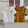 vestes japonaises mignonnes pour femmes, à capuche, manches courtes, vêtements d'extérieur d'été, hauts y2k, tunique à fermeture éclair, manteaux de mode de dessin animé, 2025 ropa mujer