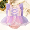 raiponce robe de princesse violette pour bébé fille, combinaison avec nœud, robes de mariée 1er anniversaire, vêtements pour enfants, costume de noël