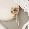 nouvelle broche phénix en strass à la mode avec longue queue, accessoire exquis pour vêtements et sacs, pièce de tempérament polyvalente