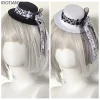 Mini chapeau de Note de musique pour femmes, Style Harajuku, mignon, ruban Lolita Y2k, chapeau japonais, coiffure en dentelle, petit chapeau, accessoires 2025