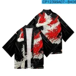 Kimono japonais imprimé dessin animé Haori pour hommes et femmes, robe de plage, streetwear, cardigan, chemises, vêtements pour femmes, mode 2025