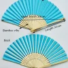 Éventail à main pliable en papier blanc chinois, rose, pour enfant, décoration de mariage, diy, 8 pouces