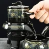 service à thé semi automatique, service à thé chinois en céramique, tasse à thé en argile violette, service à théière kung fu, 8 pièces
