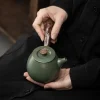pot à poignée latérale en fer doré japonais, pot simple en céramique domestique, guidon, petite théière, service à thé kung fu, bouilloire à thé