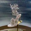mode strass fleur serpent en forme enveloppé sandales à talons hauts femmes sexy polyvalent bout ouvert sandalias chaussures de banquet de mariage