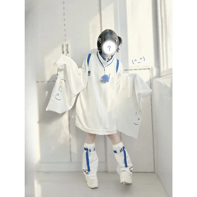 veste japonaise à manches larges pour femme, manteau à fermeture Éclair, solide, décontracté, polyvalent, à la mode, printemps automne 2024 veste japonaise à manches larges pour femme, manteau à fermeture Éclair, solide, décontracté, polyvalent, à la mode, printemps automne 2024
