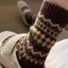 chaussettes chaudes en laine de style ethnique rétro japonais, style nordique, chaussettes à poils épais, chaussettes de confinement, automne et hiver