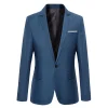Bleu hommes Blazers travail bureau 2025 hommes Tuxedos pour Occasions formelles poches manteau Blazers mâle personnalisé hommes d&rsquo;affaires mince Blazers