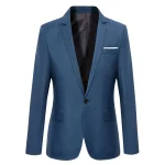 Bleu hommes Blazers travail bureau 2025 hommes Tuxedos pour Occasions formelles poches manteau Blazers mâle personnalisé hommes d&rsquo;affaires mince Blazers