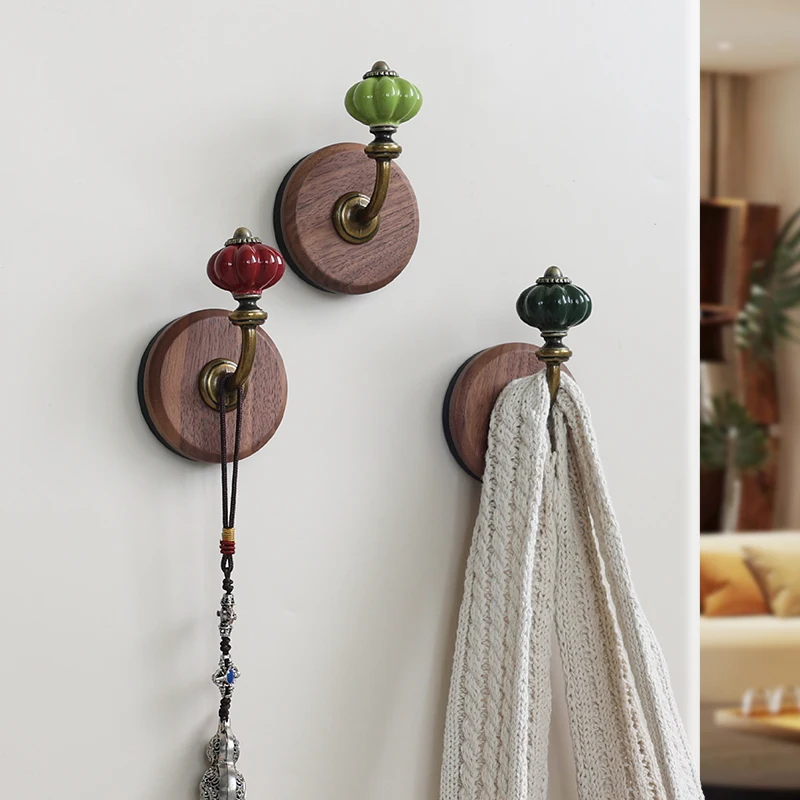 crochet magnétique en noyer noir pour porte d'entrée, crochet pour cape arrière de chambre à coucher, suspension murale intérieure, boule en porcelaine, crochet en bois pour suspension murale crochet magnétique en noyer noir pour porte d'entrée, crochet pour cape arrière de chambre à coucher, suspension murale intérieure, boule en porcelaine, crochet en bois pour suspension murale