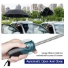 parapluie pliant inversé entièrement automatique pour hommes et femmes, avec bande réfléchissante coupe vent, uv