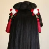 accessoires pour cheveux, épingle à cheveux ancienne de style chinois en perles, rouge avec pompon, pince à cheveux hanfu, boule floue, coiffure pour filles, enfants