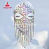 Danse du ventre Senior AB pierres gland Style exotique masque facial pour femmes masques de fête de bal accessoires de compétition de danse orientale Danse du ventre Senior AB pierres gland Style exotique masque facial pour femmes masques de fête de bal accessoires de compétition de danse orientale