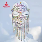 Danse du ventre Senior AB pierres gland Style exotique masque facial pour femmes masques de fête de bal accessoires de compétition de danse orientale