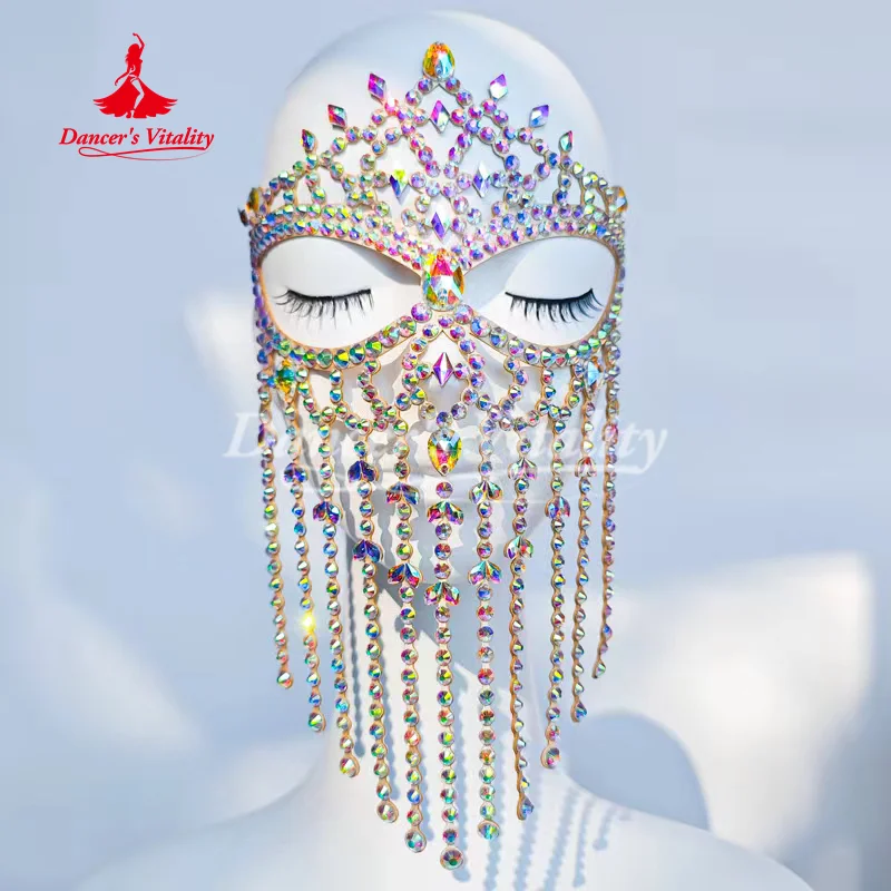 Danse du ventre Senior AB pierres gland Style exotique masque facial pour femmes masques de fête de bal accessoires de compétition de danse orientale Danse du ventre Senior AB pierres gland Style exotique masque facial pour femmes masques de fête de bal accessoires de compétition de danse orientale