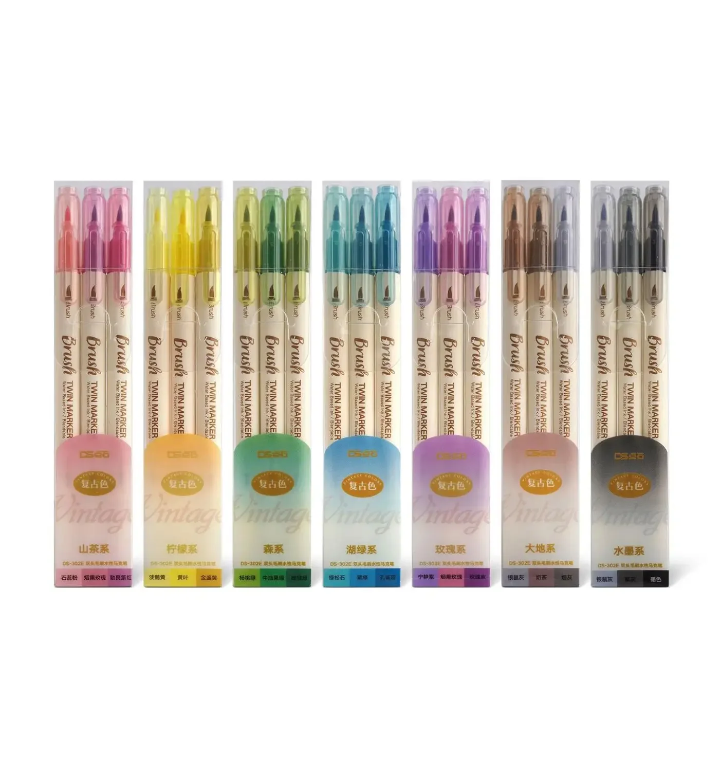 Ensemble de stylos pinceaux de calligraphie de couleur rétro, 3 pièces, artisanat de Scrapbooking, pointe souple, doublure Fine double face, marqueurs de dessin de lettrage artistique Ensemble de stylos pinceaux de calligraphie de couleur rétro, 3 pièces, artisanat de Scrapbooking, pointe souple, doublure Fine double face, marqueurs de dessin de lettrage artistique