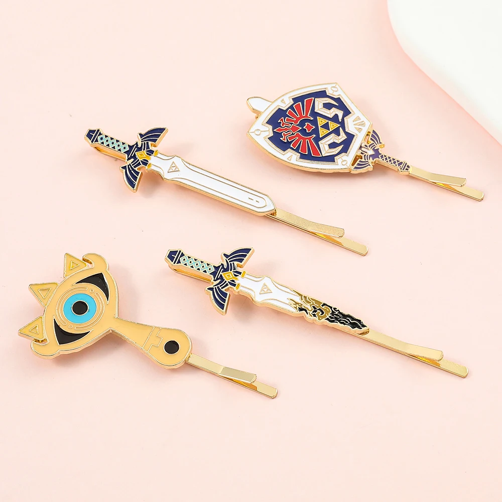 la légende des pinces à cheveux bouclier hylian sheikah maître épée barrettes dessin animé chapeaux accessoires de cheveux pour les fans cadeaux la légende des pinces à cheveux bouclier hylian sheikah maître épée barrettes dessin animé chapeaux accessoires de cheveux pour les fans cadeaux