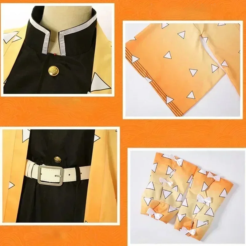 anime démon tueur kimetsu no yaiba agatsuma zenitsu costume cosplay donna kimono uniforme halloween vêtements de fête de noël anime démon tueur kimetsu no yaiba agatsuma zenitsu costume cosplay donna kimono uniforme halloween vêtements de fête de noël