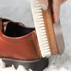 brosse à chaussures en laine, soins du cuir, vernis à chaussures, nettoyant pour bottes, soins de chaussures, brosse à chaussures multifonctionnelle en laine douce avec manche en bois