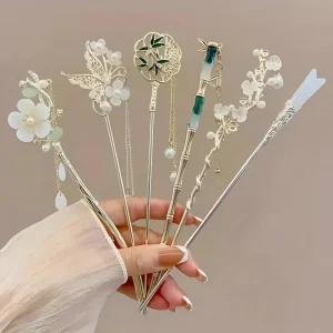 Pince à cheveux classique de Style chinois, bâton à pompon, Design Floral traditionnel, accessoire de coiffure, bijoux pour femmes, épingle à cheveux Pince à cheveux classique de Style chinois, bâton à pompon, Design Floral traditionnel, accessoire de coiffure, bijoux pour femmes, épingle à cheveux