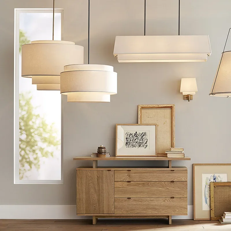 Lampes suspendues en tissu de style japonais, lampe de lecture, chambre à coucher, salon, minimaliste, bohème chic, personnalité Lampes suspendues en tissu de style japonais, lampe de lecture, chambre à coucher, salon, minimaliste, bohème chic, personnalité