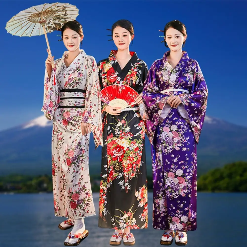 Costume de Cosplay traditionnel japonais, Kimono de Style japonais imprimé Floral Sakura pour fille, robe élégante asiatique Costume de Cosplay traditionnel japonais, Kimono de Style japonais imprimé Floral Sakura pour fille, robe élégante asiatique
