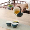 service à thé de voyage en céramique pour cérémonie du thé, avec boîte de protection, service à thé kungfu de style chinois avec boîte, service à thé en porcelaine pour camping