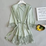 Robe verte élégante en dentelle, ourlet, garniture en dentelle, vêtements de nuit pour femmes, rayonne, vêtements de maison, Lingerie intime, Robe de mariée, vêtements de détente