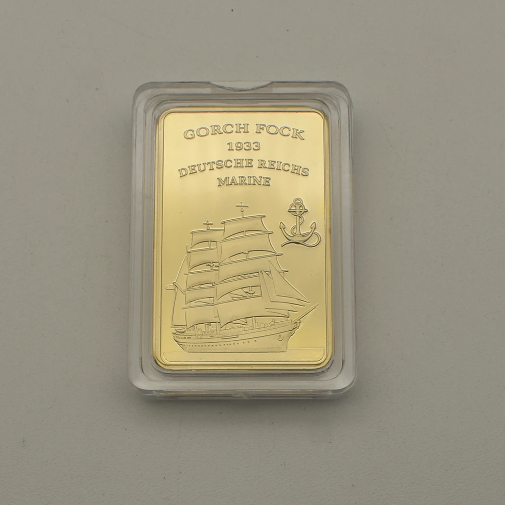 pièce d'or du marine allemand, badge carré artisanal en métal plaqué or, cadeau de collection commémorative pièce d'or du marine allemand, badge carré artisanal en métal plaqué or, cadeau de collection commémorative