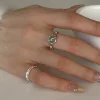 bague en bambou plaqué argent sterling 925, lave liquide, jade hetian, cadeau pour femmes et filles, bijoux vintage irréguliers, livraison directe