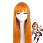 Persona 5 Sakura Futaba Cosplay Orange cheveux longs raides personnage d&rsquo;anime habiller casque