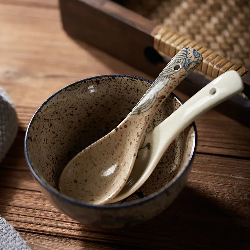 cuillère à soupe en céramique rétro de style japonais, cuillère à manger de riz, cuillère à café de service de cuisine, vaisselle, ustensiles de cuisine, outils cuillère à soupe en céramique rétro de style japonais, cuillère à manger de riz, cuillère à café de service de cuisine, vaisselle, ustensiles de cuisine, outils