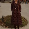 mode gland modèle trench long coupe vent femmes texture revers double boutonnage manteaux dame automne hiver chic nouveaux vêtements d'extérieur