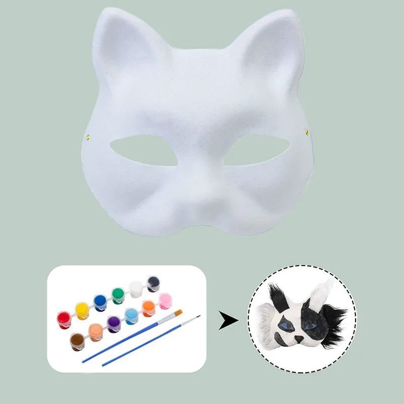 nouveau bricolage masque de pâte blanche animal renard chat masque à la main graffiti demi masque enfants adultes cadeaux pour halloween cosplay fête nouveau bricolage masque de pâte blanche animal renard chat masque à la main graffiti demi masque enfants adultes cadeaux pour halloween cosplay fête