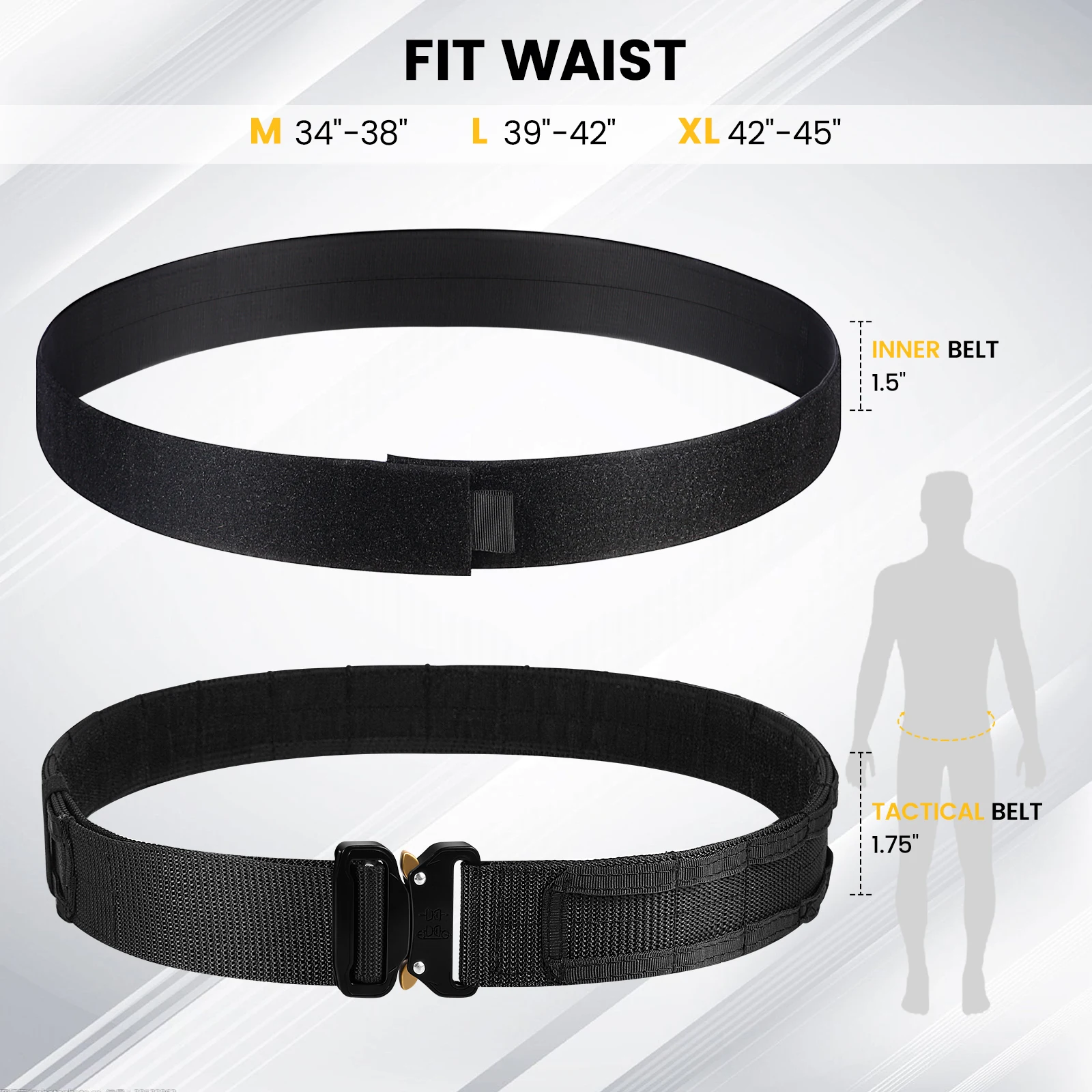 ceinture de combat tactique molle 1.75 pouces, avec 4 boucles interchangeables, sangle en nylon robuste, cadeau pour hommes ceinture de combat tactique molle 1.75 pouces, avec 4 boucles interchangeables, sangle en nylon robuste, cadeau pour hommes