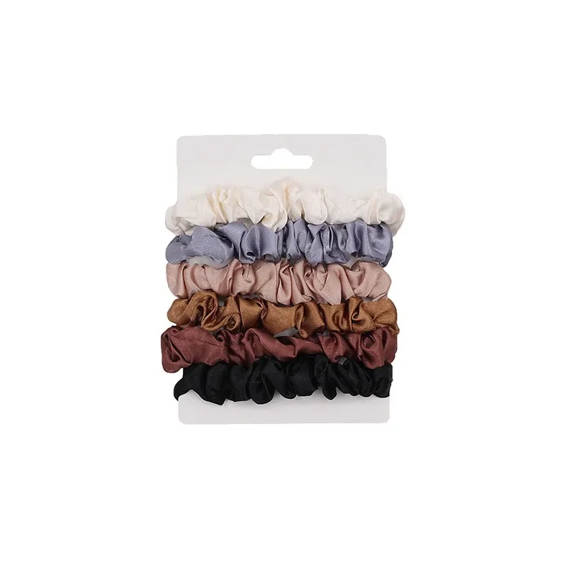 chouchous en satin de soie pour femmes et filles, 6 pièces/ensemble, attaches élastiques en soie, couleur unie, accessoires pour cheveux chouchous en satin de soie pour femmes et filles, 6 pièces/ensemble, attaches élastiques en soie, couleur unie, accessoires pour cheveux