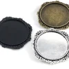 broche en plaqué argent et bronze de 30mm, 5 pièces/lot, taille intérieure, noir et antique, couleurs plaquées, style fleur, cabochon, réglage de base