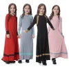 Abayas musulmanes noires et rouges pour filles, robes de soirée Eid Mubarak, élégance turque, Caftan d&rsquo;été doux pour enfants, très élastique
