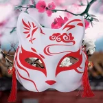 Masques renards Kitsune peints à main, accessoires Costume fête d’halloween, Anime japonais, Cosplay, avec Masques renards Kitsune peints à main, accessoires Costume fête d’halloween, Anime japonais, Cosplay, avec