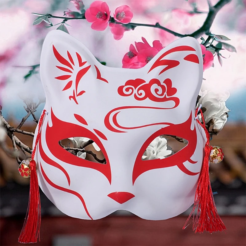 Masques renards Kitsune peints à main, accessoires Costume fête d’halloween, Anime japonais, Cosplay, avec Masques renards Kitsune peints à main, accessoires Costume fête d’halloween, Anime japonais, Cosplay, avec