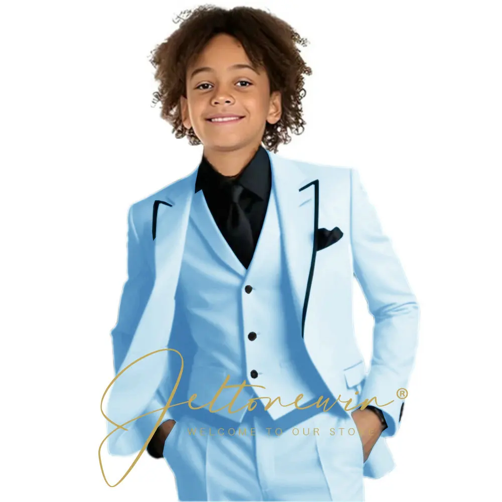 costumes formels blancs pour garçons, tuxedos de dîner pour petits garçons d'honneur, pour fête de mariage, costume de bal, ensemble de 3 pièces costumes formels blancs pour garçons, tuxedos de dîner pour petits garçons d'honneur, pour fête de mariage, costume de bal, ensemble de 3 pièces