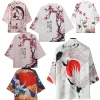 Cardigan Kimono japonais Yukata samouraï pour hommes et femmes, chemise imprimée grue, plage Haori Harajuku Obi, Style chinois, Streetwear asiatique 5XL Cardigan Kimono japonais Yukata samouraï pour hommes et femmes, chemise imprimée grue, plage Haori Harajuku Obi, Style chinois, Streetwear asiatique 5XL