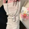 Collier pendentif pour femmes, joli collier à breloques rose avec nœud, bijoux Anime Kawaii, cadeau pour filles Collier pendentif pour femmes, joli collier à breloques rose avec nœud, bijoux Anime Kawaii, cadeau pour filles