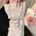 Collier pendentif pour femmes, joli collier à breloques rose avec nœud, bijoux Anime Kawaii, cadeau pour filles Collier pendentif pour femmes, joli collier à breloques rose avec nœud, bijoux Anime Kawaii, cadeau pour filles