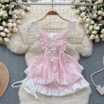 À lacets rose Kawaii femme de chambre transparent Anime chat mignon Lolita Sexy lapin Halloween Costumes dentelle princesse robe Cosplay Lingerie nouveau