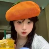 japonais rose pêche fille peintre chapeau respirant petite feuille béret fruits casquettes frais mignon décontracté bonnet béret casquette femmes filles